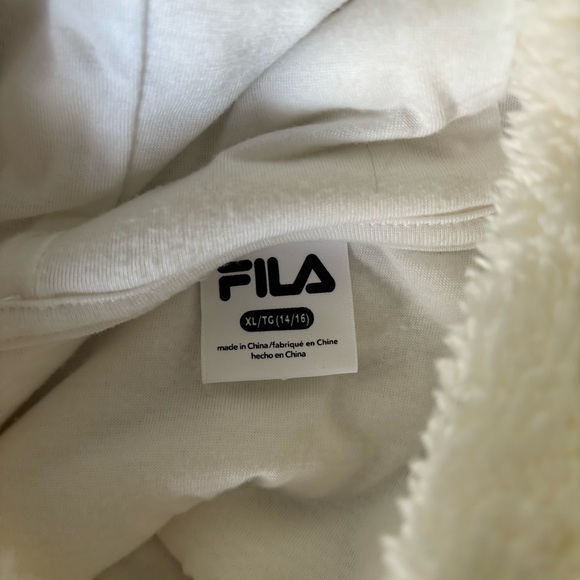 FILA Size XL White, Black, and Red Fluffy Unisex Kids Hoodie - Picture 9 of 12
